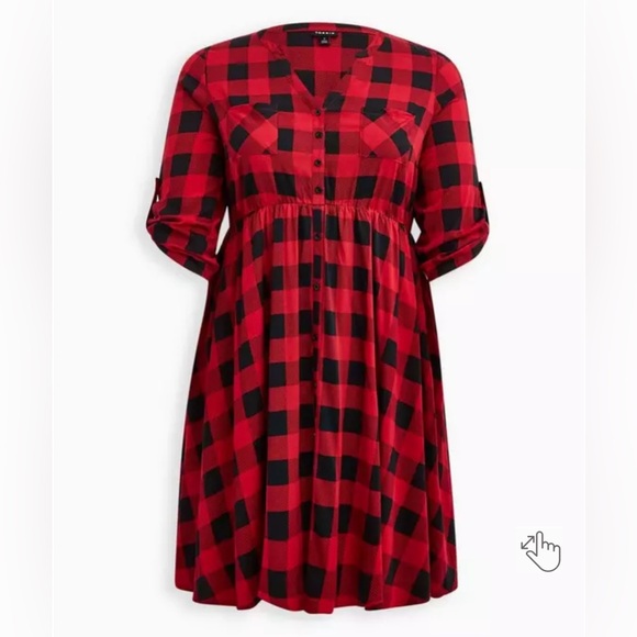 Torrid Mini Challis Button-Front Shirt Dress - Picture 4 of 6